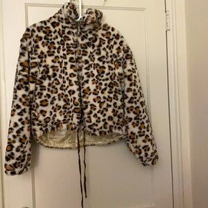 NWT Pink VS x know one cares leopard coat 
sz: M